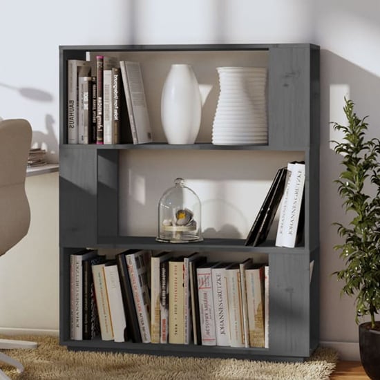 Civilla Pinewood Bookcase And Room Divider In Grey | Bed Sava