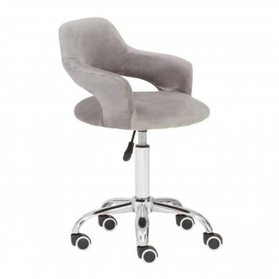Civo Home And Office Velvet Chair In Grey With Curved Back | Bed Sava