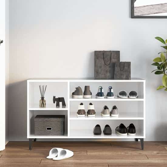 Clanton High Gloss Shoe Storage Bench In White | Bed Sava
