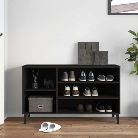 Clanton Wooden Shoe Storage Bench In Black | Bed Sava