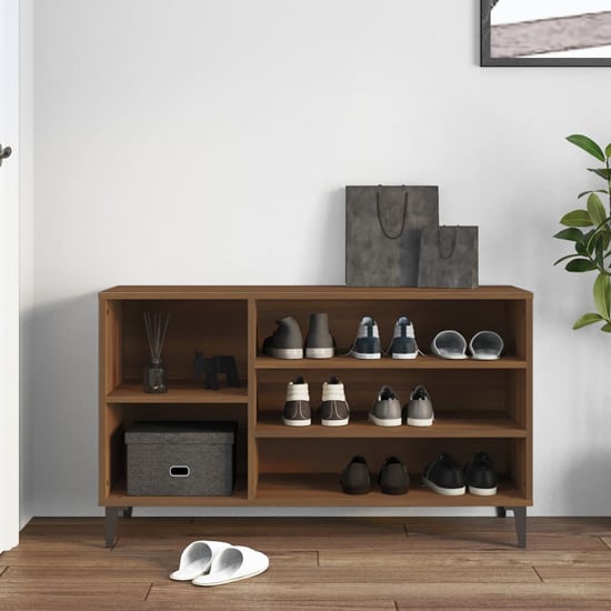 Clanton Wooden Shoe Storage Bench In Brown Oak | Bed Sava