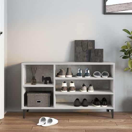 Clanton Wooden Shoe Storage Bench In Concrete Effect | Bed Sava