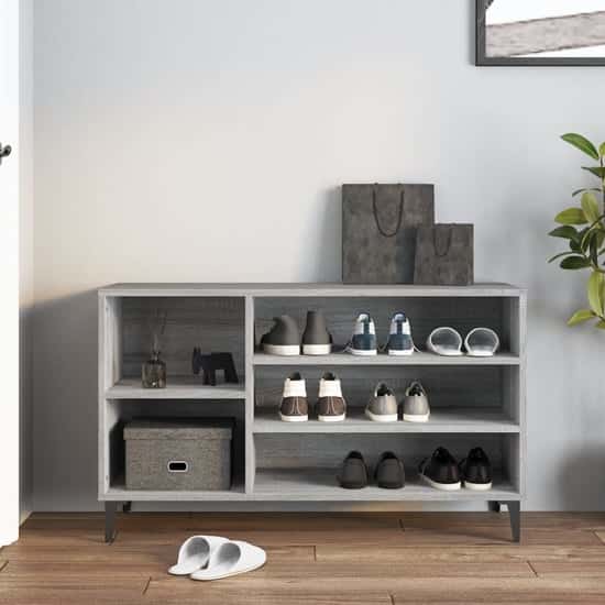 Clanton Wooden Shoe Storage Bench In Grey Sonoma Oak | Bed Sava