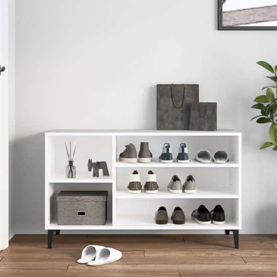 Clanton Wooden Shoe Storage Bench In White | Bed Sava