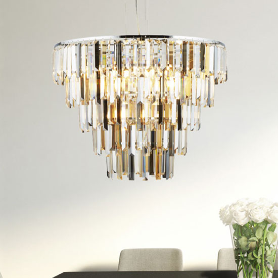 Clarissa 9 Pendant Light In Chrome With Crystal Prism Drops | Bed Sava