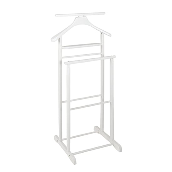 Clarkdale Wooden Valet Stand In White | Bed Sava