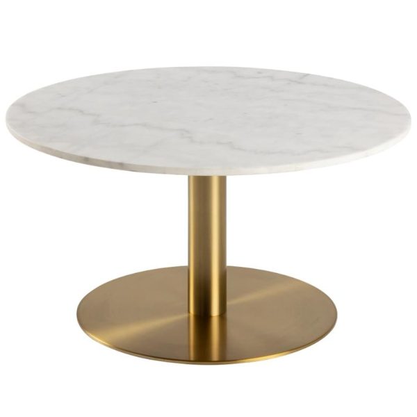 Clarkston Marble Coffee Table With Gold Base In White Guangxi | Bed Sava