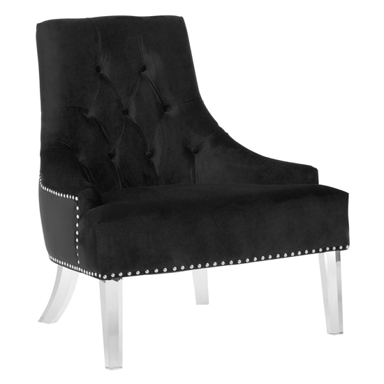 Clarox Button Tufted Fabric Accent Chair In Black | Bed Sava