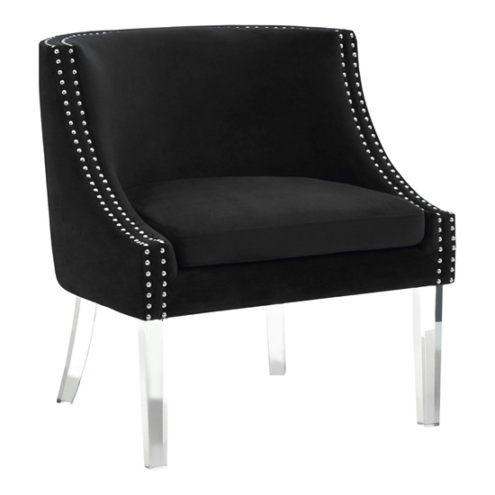 Clarox Upholstered Curved Velvet Armchair In Black | Bed Sava