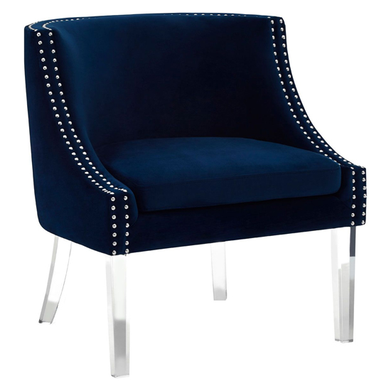 Clarox Upholstered Curved Velvet Armchair In Blue | Bed Sava