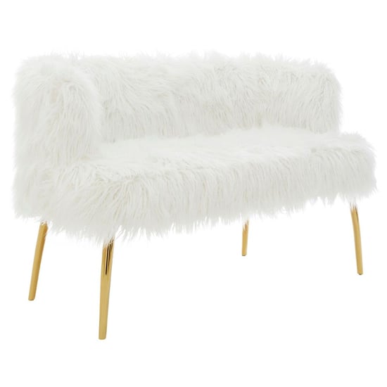 Clarox Upholstered Faux Fur 2 Seater Sofa In White | Bed Sava
