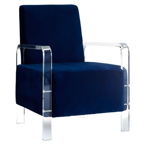 Clarox Upholstered Velvet Accent Chair In Blue | Bed Sava