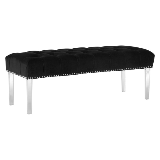 Clarox Upholstered Velvet Dining Bench In Black | Bed Sava