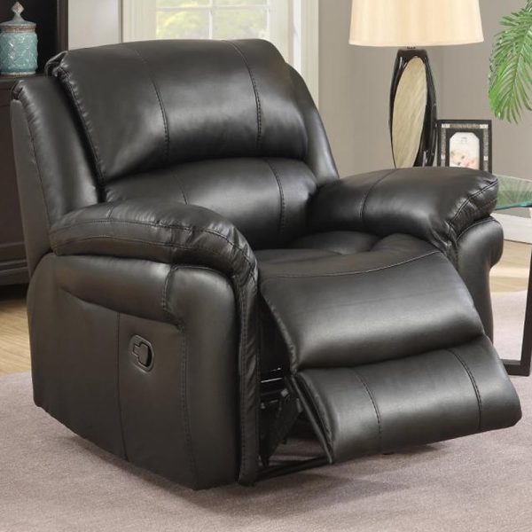 Claton Faux Leather Recliner 1 Seater Sofa In Black | Bed Sava