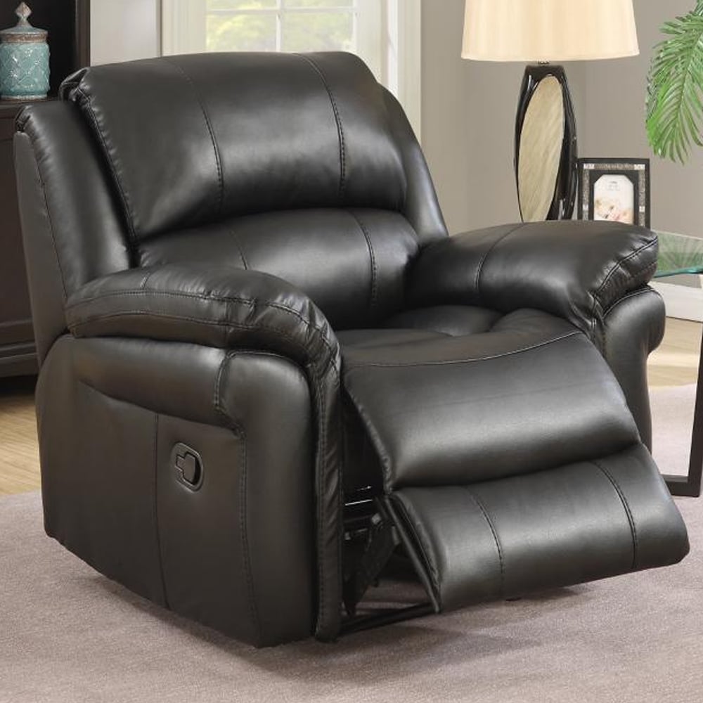 Claton Faux Leather Recliner 1 Seater Sofa In Black