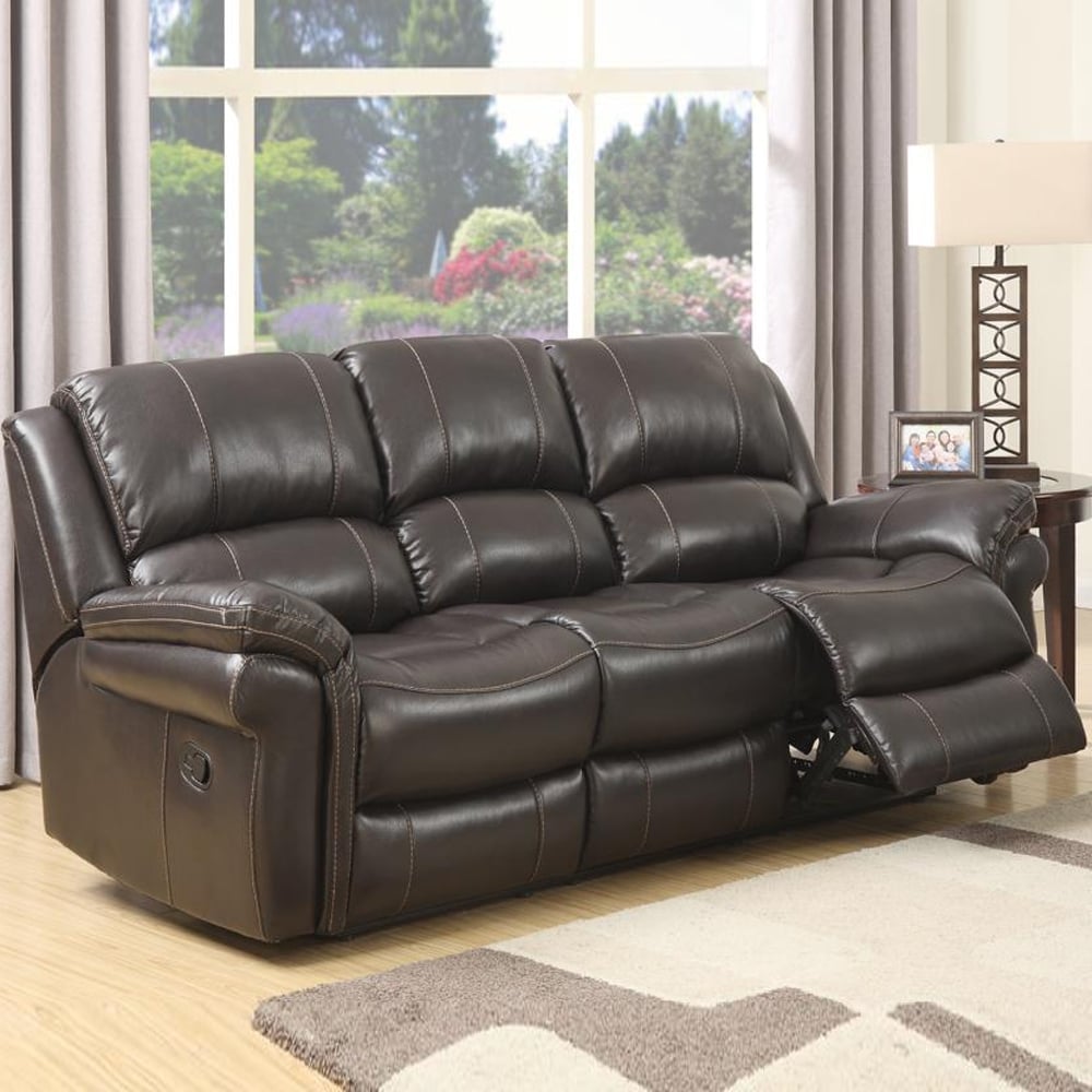 Claton Faux Leather Recliner 3 Seater Sofa In Brown