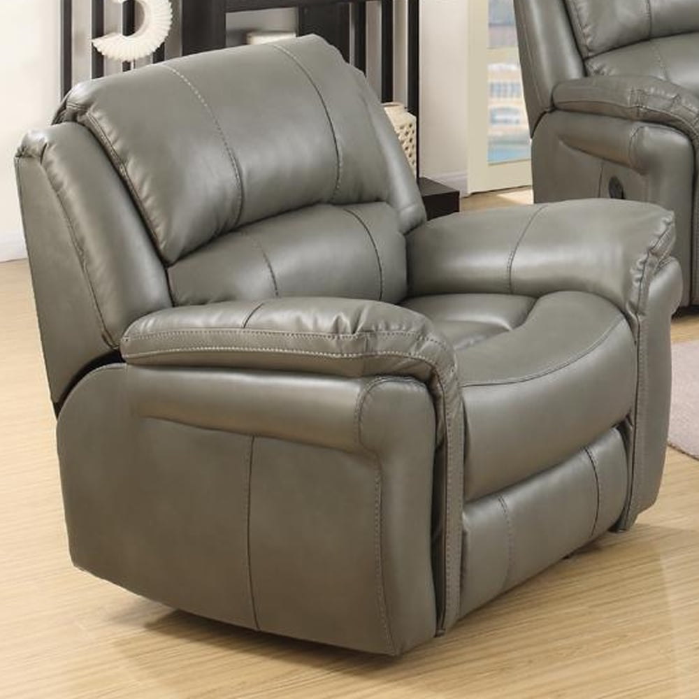 Claton Faux Leather Recliner 1 Seater Sofa In Grey