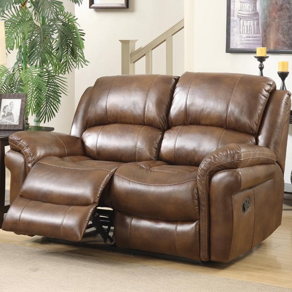 Claton Faux Leather Recliner 2 Seater Sofa In Tan