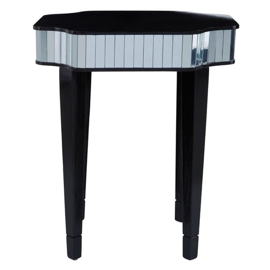 Clavona Mirrored Glass Side Table In Clear And Black | Bed Sava