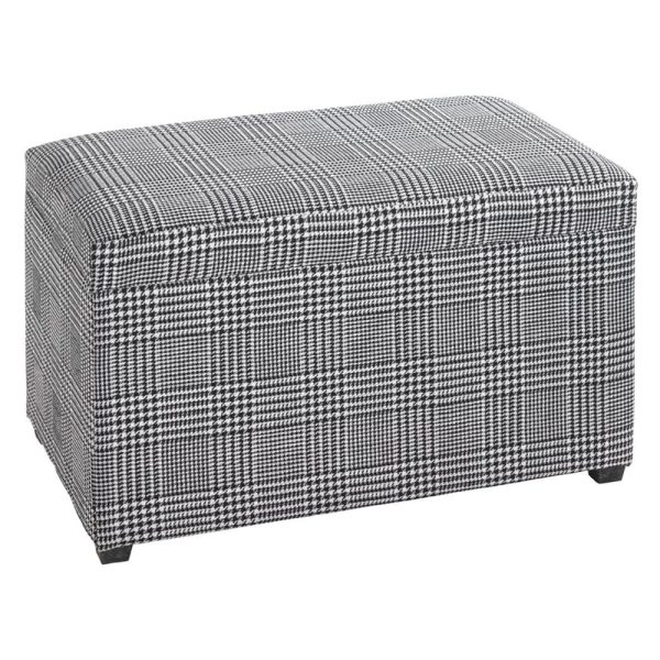 Clemson Fabric Storage Ottoman In Black And White | Bed Sava