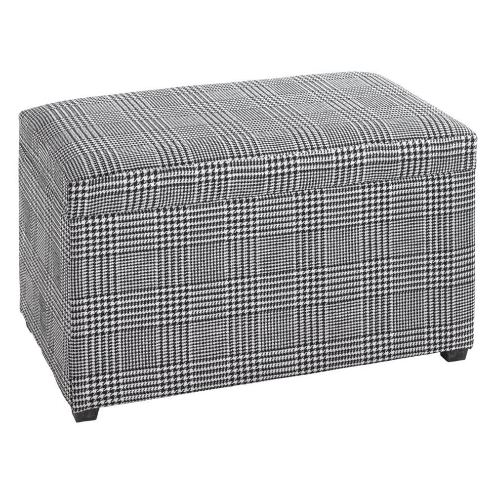 Clemson Fabric Storage Ottoman In Black And White