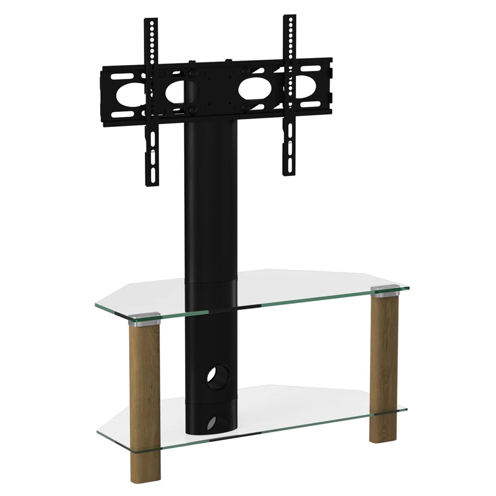 Clevedon Glass TV Stand With Bracket In Light Oak | Bed Sava