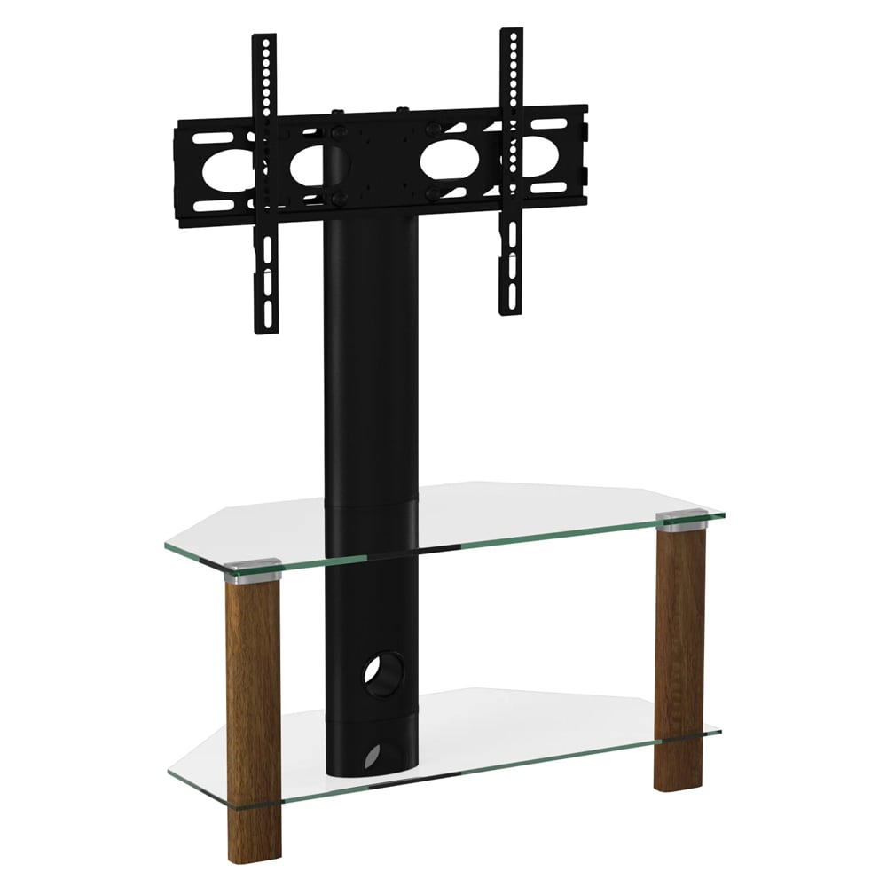 Clevedon Glass TV Stand With Bracket In Walnut | Bed Sava