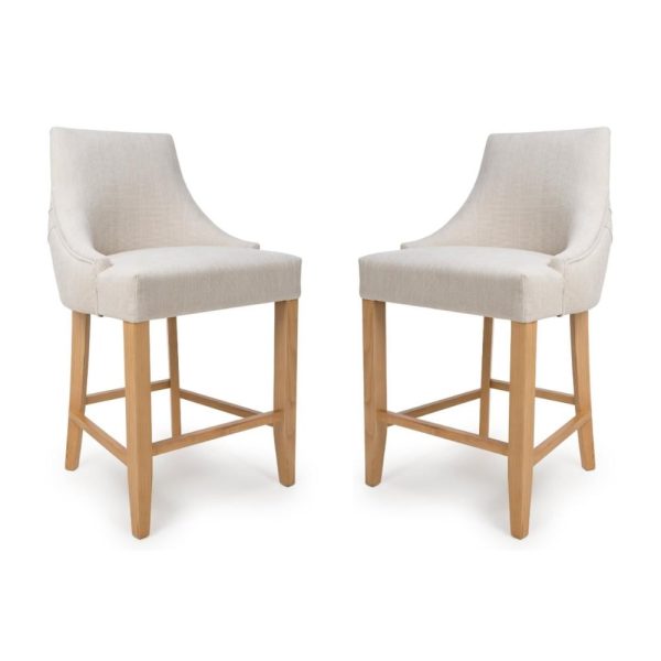 Clifton Linen Fabric Counter Bar Chairs With Oak Legs In Pair | Bed Sava
