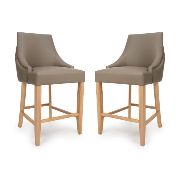 Clifton Taupe Faux Leather Counter Bar Chairs In Pair | Bed Sava