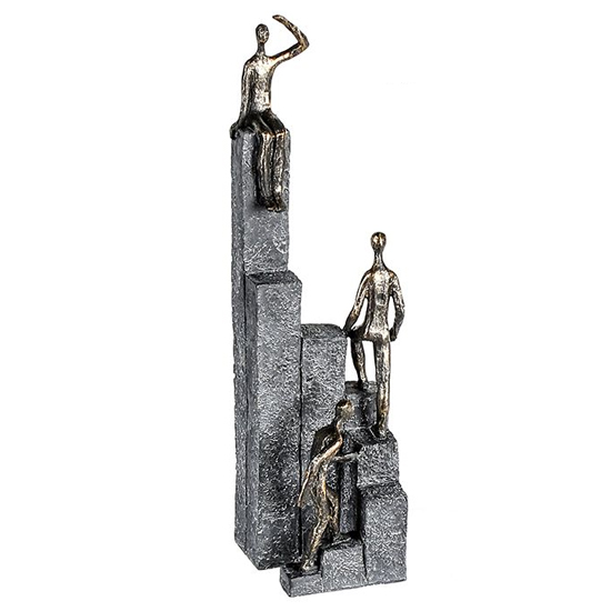 Climbing Poly Design Sculpture In Antique Bronze And Grey | Bed Sava