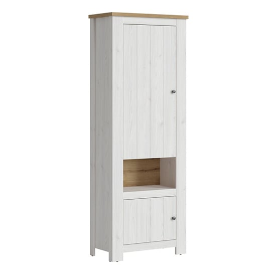 Clinton Wooden Storage Cabinet With 2 Doors In White And Oak | Bed Sava