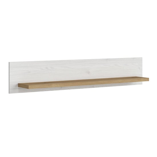 Clinton Wooden Wall Shelf In White And Oak | Bed Sava