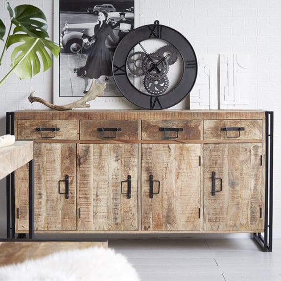 Clio Wooden Sideboard In Oak With 4 Doors And 4 Drawers | Bed Sava