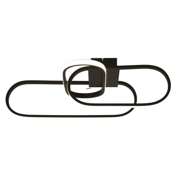 Clip LED Triple Loop Shape Flush Ceiling Light In Black | Bed Sava