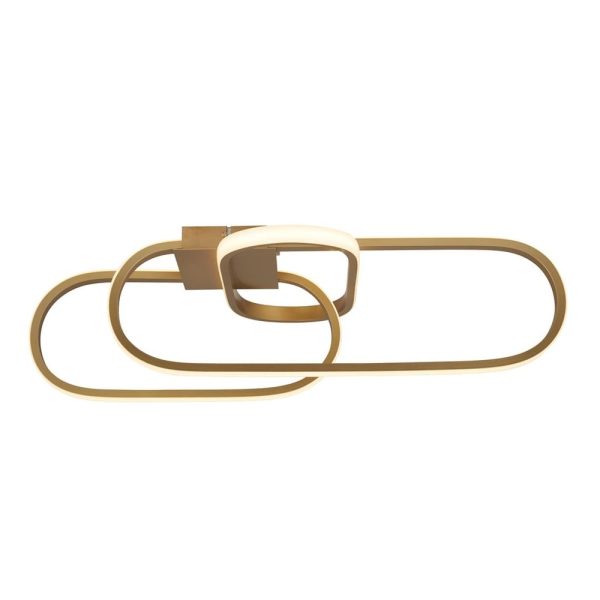 Clip LED Triple Loop Shape Flush Ceiling Light In Gold | Bed Sava