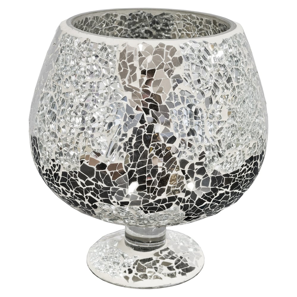 Clisson Mosaic Glass Hurricane Vase Ornament In Mirrored | Bed Sava