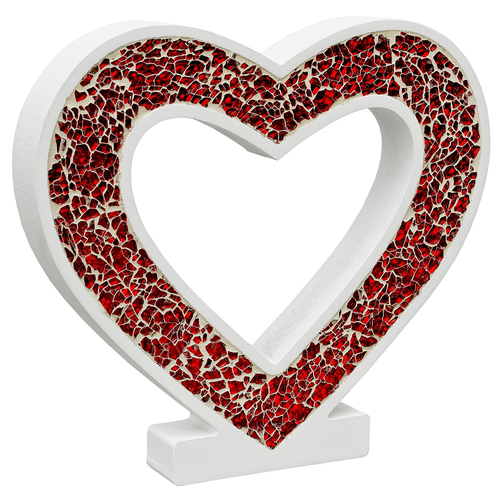 Clisson Mosaic Glass Standing Heart Decoration In Red | Bed Sava