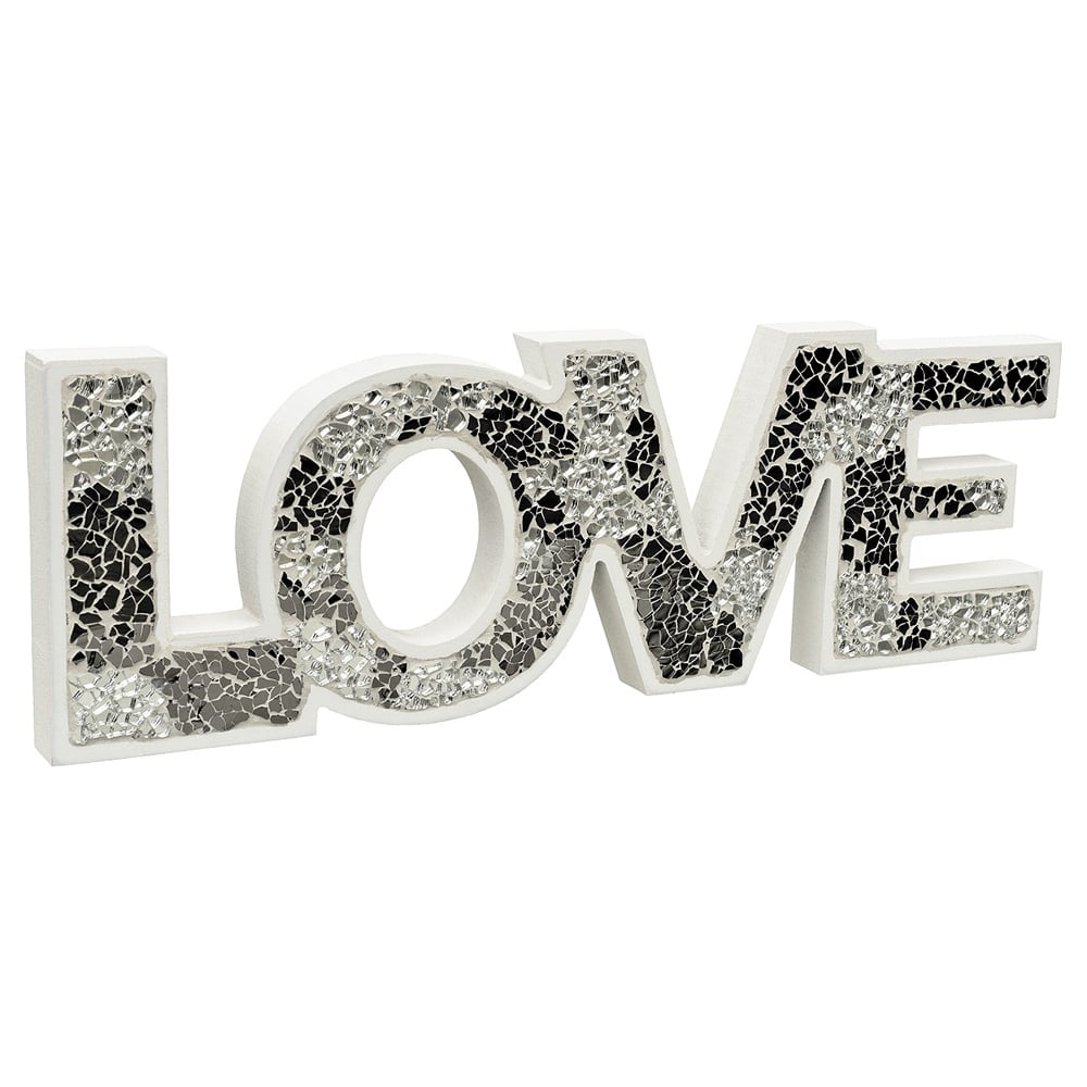 Clisson Mosaic Glass Standing Love Letters Decoration In Mirrored | Bed Sava