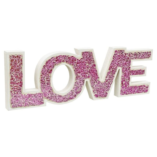 Clisson Mosaic Glass Standing Love Letters Decoration In Pink | Bed Sava