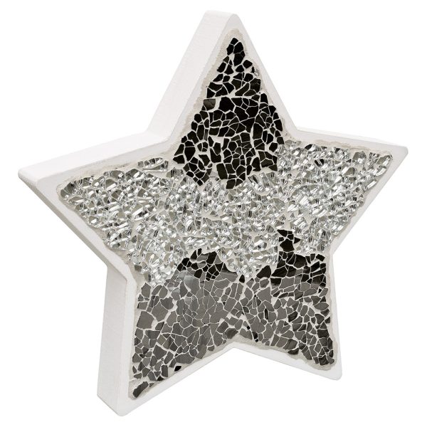 Clisson Mosaic Glass Standing Star Decoration In Mirrored | Bed Sava