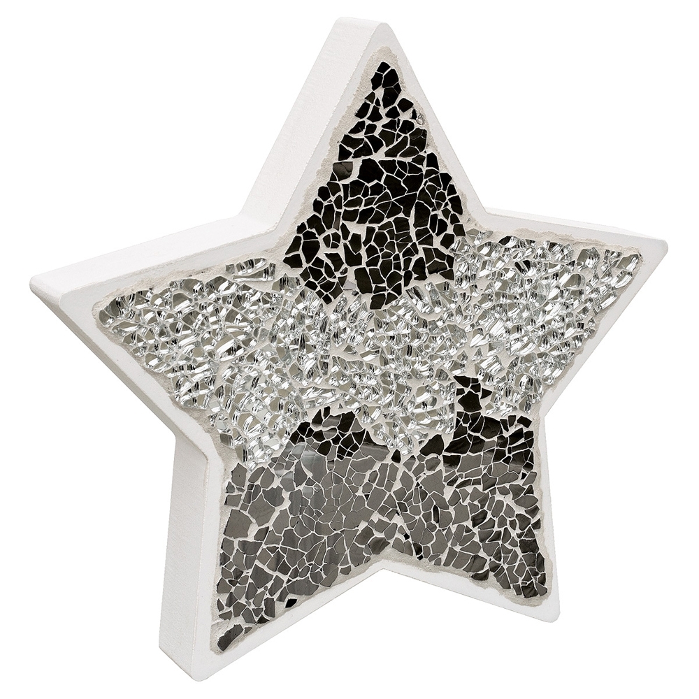 Clisson Mosaic Glass Standing Star Decoration In Mirrored | Bed Sava
