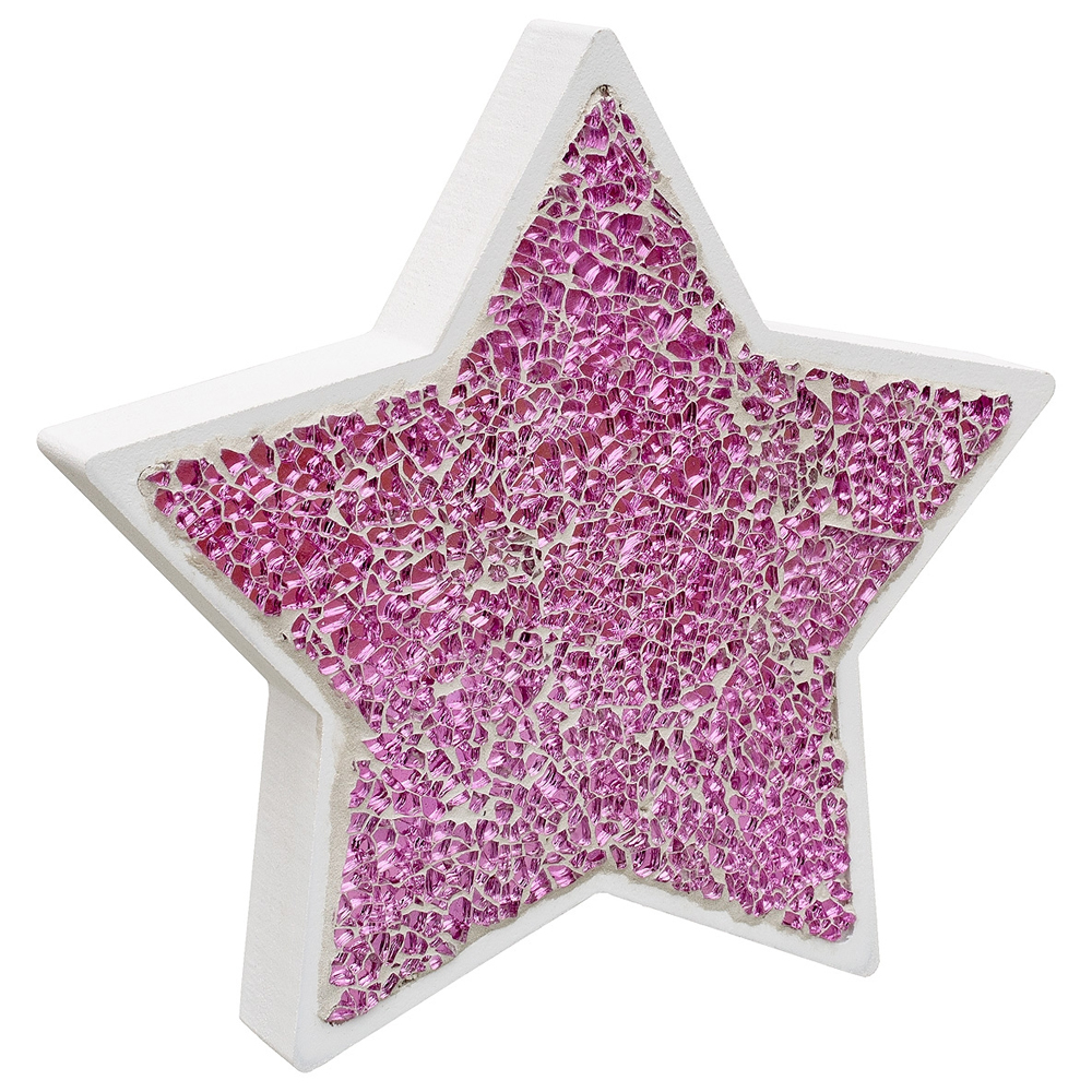 Clisson Mosaic Glass Standing Star Decoration In Pink | Bed Sava