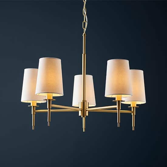 Clive 5 Lights Multi Arm Ceiling Pendant Light In Satin Brass