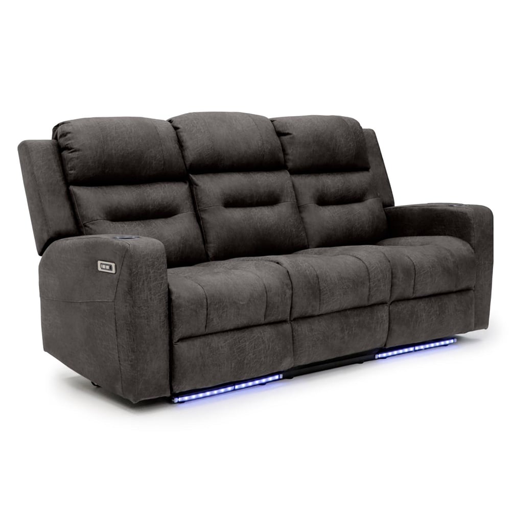 Clive Fabric Electric Recliner 3 Seater Sofa In Brown | Bed Sava