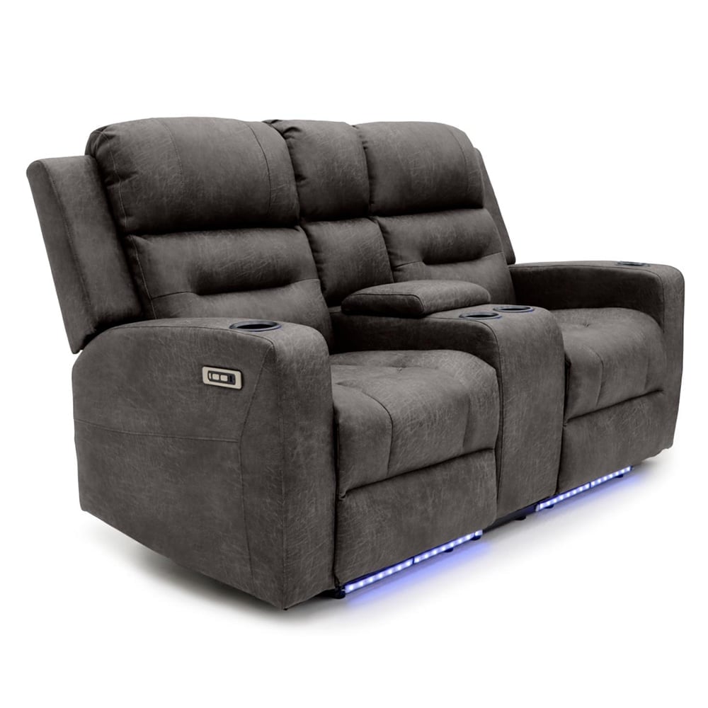 Clive Fabric Electric Recliner 2 Seater Sofa In Brown | Bed Sava
