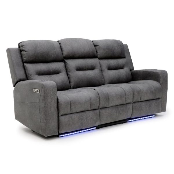 Clive Fabric Electric Recliner 3 Seater Sofa In Grey | Bed Sava
