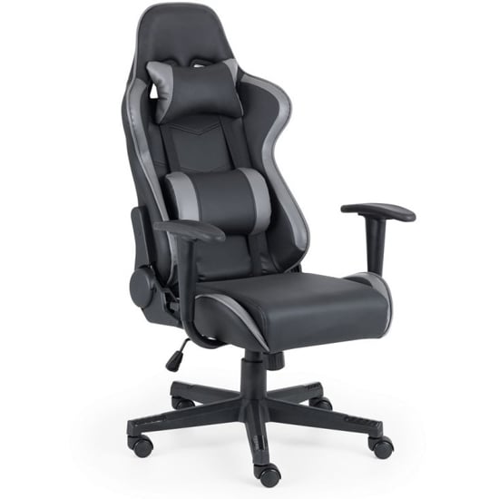 Caldwell Faux Leather Gaming Chair In Black And Grey | Bed Sava