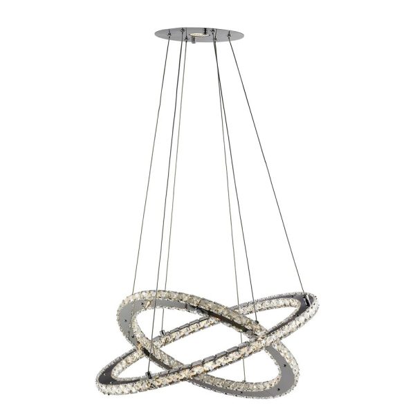 Clover LED 2 Light Clear Glass Ring Pendant Light In Chrome | Bed Sava