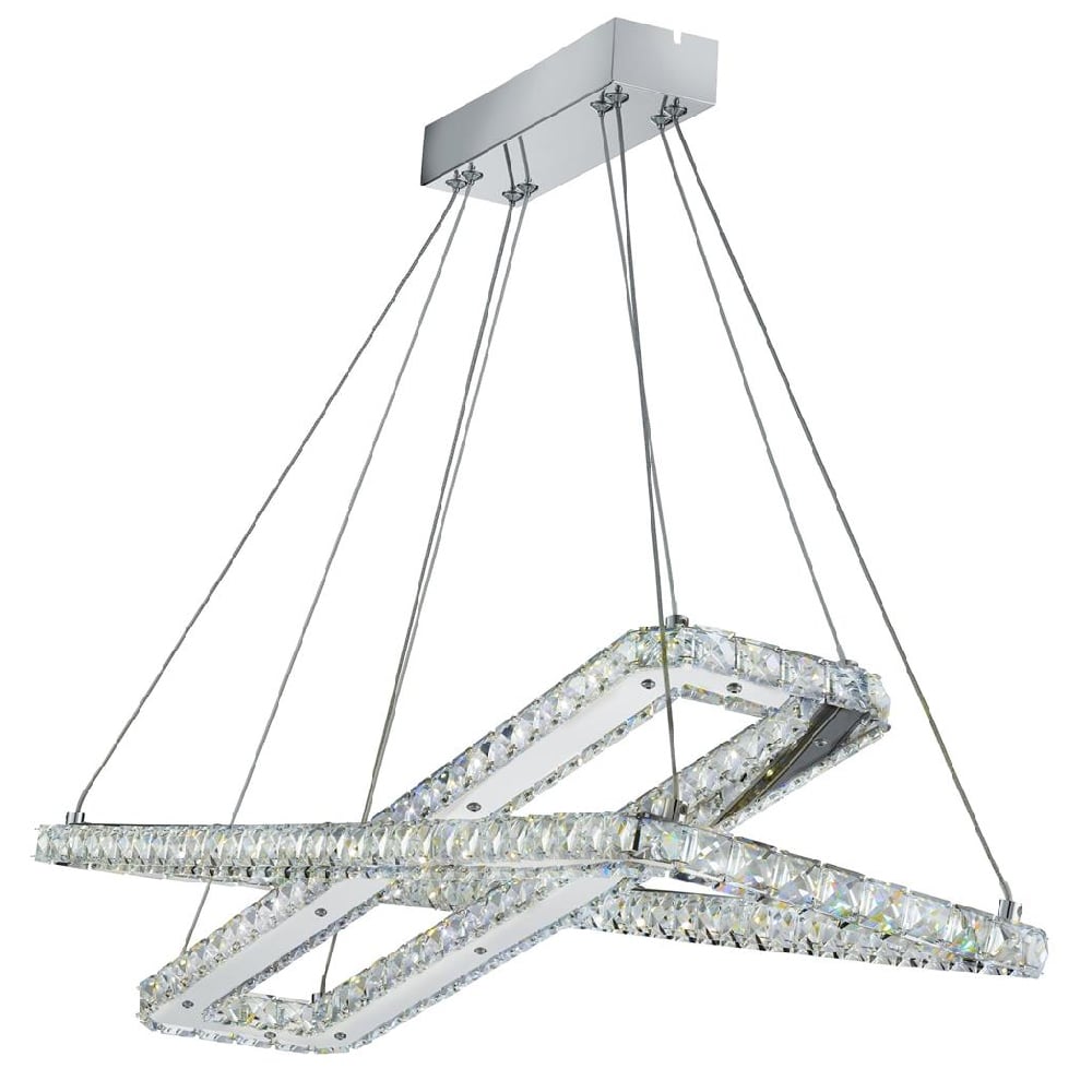 Clover LED 2 Light Double Pendant Light In Chrome
