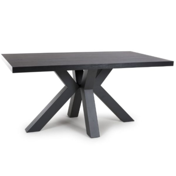 Clovis Large Wooden Rectangular Dining Table In Black | Bed Sava